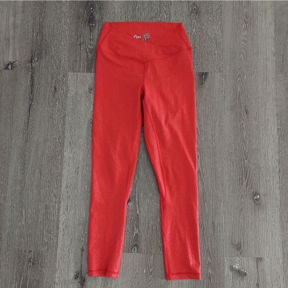 Zyia Red Leopard Print Scrunch V Cross Waist Leggings Size 6-8 - Picture 2 of 10